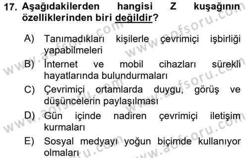 İletişim Bilgisi Dersi 2017 - 2018 Yılı 3 Ders Sınav Soruları 17. Soru