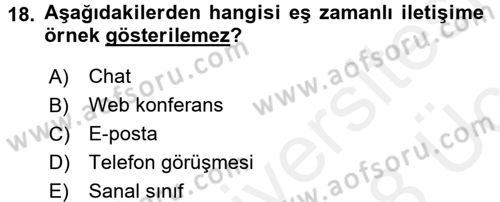 İletişim Bilgisi Dersi 2017 - 2018 Yılı 3 Ders Sınav Soruları 18. Soru