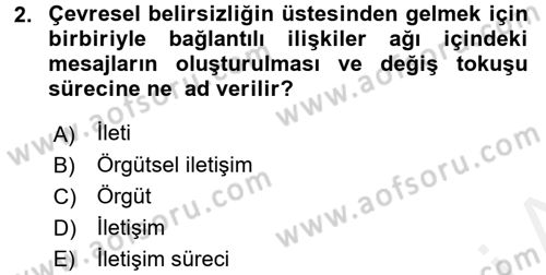 İletişim Bilgisi Dersi 2017 - 2018 Yılı 3 Ders Sınav Soruları 2. Soru