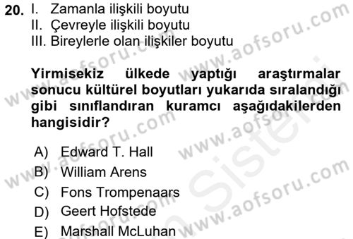 İletişim Bilgisi Dersi 2017 - 2018 Yılı 3 Ders Sınav Soruları 20. Soru