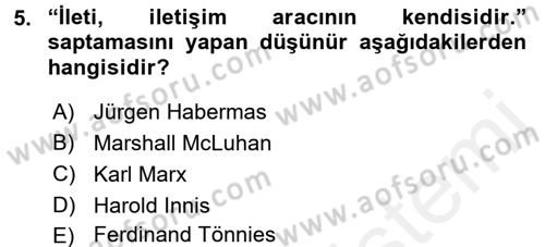 İletişim Bilgisi Dersi 2017 - 2018 Yılı 3 Ders Sınav Soruları 5. Soru