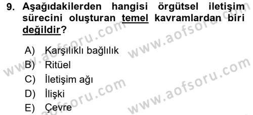 İletişim Bilgisi Dersi 2017 - 2018 Yılı 3 Ders Sınav Soruları 9. Soru