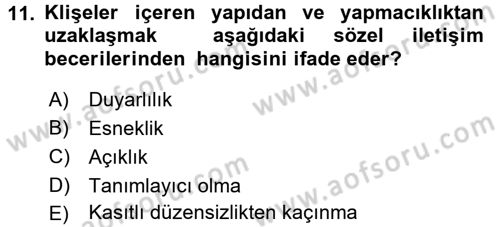 İletişim Bilgisi Dersi 2017 - 2018 Yılı (Vize) Ara Sınavı 11. Soru