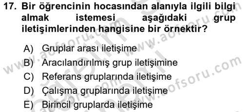 İletişim Bilgisi Dersi 2017 - 2018 Yılı (Vize) Ara Sınavı 17. Soru