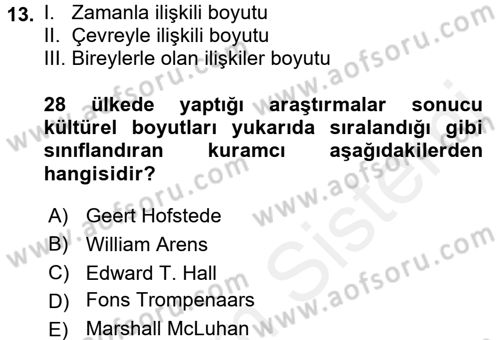 İletişim Bilgisi Dersi 2017 - 2018 Yılı (Final) Dönem Sonu Sınav Soruları 13. Soru