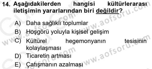 İletişim Bilgisi Dersi 2017 - 2018 Yılı (Final) Dönem Sonu Sınav Soruları 14. Soru