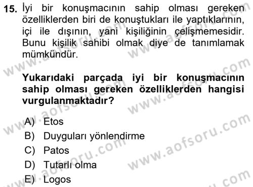 İletişim Bilgisi Dersi 2017 - 2018 Yılı (Final) Dönem Sonu Sınav Soruları 15. Soru