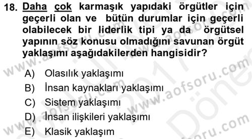 İletişim Bilgisi Dersi 2017 - 2018 Yılı (Final) Dönem Sonu Sınav Soruları 18. Soru