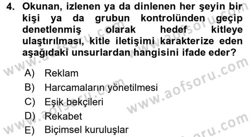 İletişim Bilgisi Dersi 2017 - 2018 Yılı (Final) Dönem Sonu Sınav Soruları 4. Soru