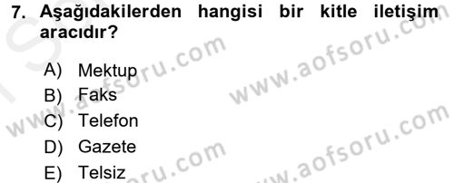 İletişim Bilgisi Dersi 2017 - 2018 Yılı (Final) Dönem Sonu Sınav Soruları 7. Soru