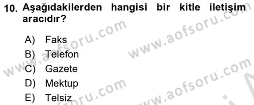 İletişim Bilgisi Dersi 2018 - 2019 Yılı 3 Ders Sınav Soruları 10. Soru