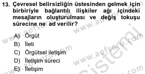 İletişim Bilgisi Dersi 2018 - 2019 Yılı 3 Ders Sınav Soruları 13. Soru