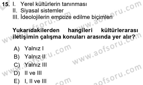 İletişim Bilgisi Dersi 2018 - 2019 Yılı 3 Ders Sınav Soruları 15. Soru