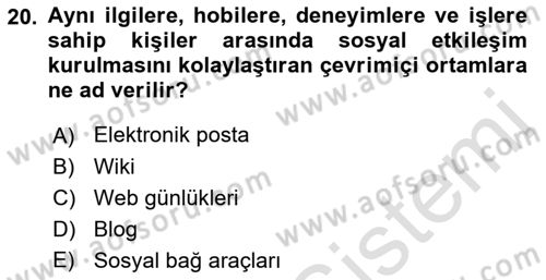 İletişim Bilgisi Dersi 2018 - 2019 Yılı 3 Ders Sınav Soruları 20. Soru