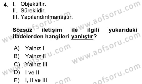 İletişim Bilgisi Dersi 2018 - 2019 Yılı 3 Ders Sınav Soruları 4. Soru