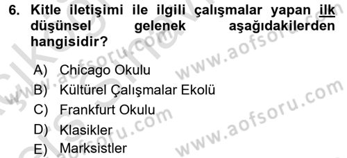 İletişim Bilgisi Dersi 2018 - 2019 Yılı 3 Ders Sınav Soruları 6. Soru