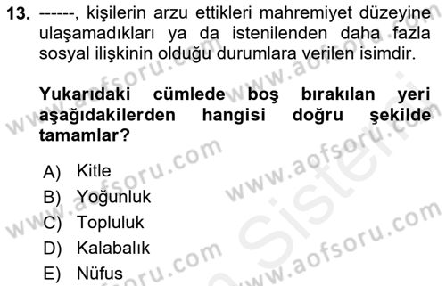 İletişim Bilgisi Dersi Ara Sınavı Deneme Sınav Soruları 13. Soru