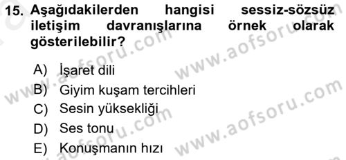 İletişim Bilgisi Dersi Ara Sınavı Deneme Sınav Soruları 15. Soru