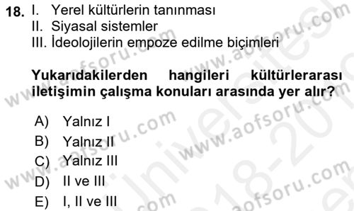 İletişim Bilgisi Dersi 2018 - 2019 Yılı (Final) Dönem Sonu Sınav Soruları 18. Soru