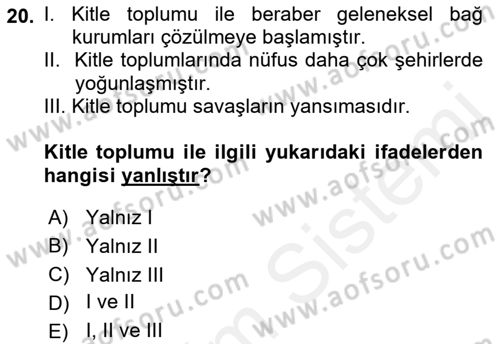 İletişim Bilgisi Dersi 2018 - 2019 Yılı (Final) Dönem Sonu Sınav Soruları 20. Soru
