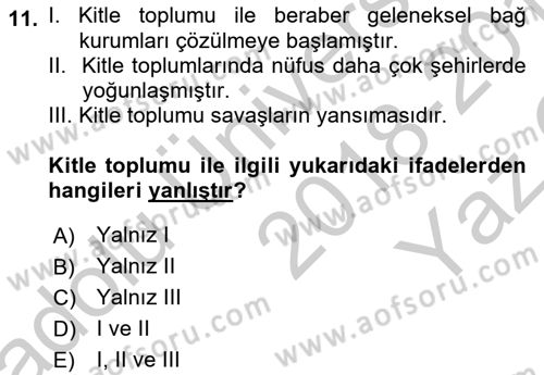 İletişim Bilgisi Dersi 2018 - 2019 Yılı Yaz Okulu Sınav Soruları 11. Soru