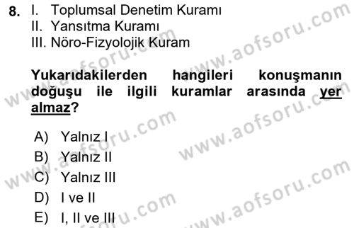 İletişim Bilgisi Dersi 2018 - 2019 Yılı Yaz Okulu Sınav Soruları 8. Soru