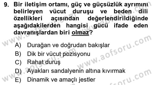 İletişim Bilgisi Dersi 2018 - 2019 Yılı Yaz Okulu Sınav Soruları 9. Soru