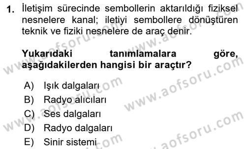 İletişim Bilgisi Dersi Ara Sınavı Deneme Sınav Soruları 1. Soru