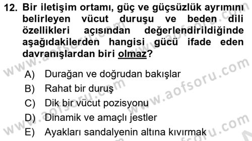 İletişim Bilgisi Dersi 2019 - 2020 Yılı (Vize) Ara Sınav Soruları 12. Soru
