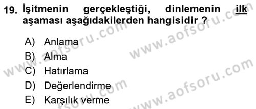 İletişim Bilgisi Dersi Ara Sınavı Deneme Sınav Soruları 19. Soru