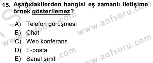 İletişim Bilgisi Dersi 2019 - 2020 Yılı (Final) Dönem Sonu Sınav Soruları 15. Soru
