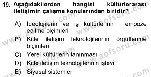 İletişim Bilgisi Dersi 2019 - 2020 Yılı (Final) Dönem Sonu Sınav Soruları 19. Soru