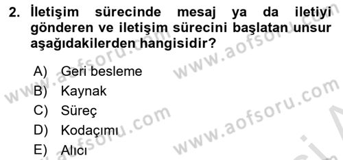 İletişim Bilgisi Dersi 2019 - 2020 Yılı (Final) Dönem Sonu Sınav Soruları 2. Soru