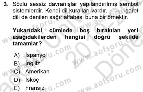İletişim Bilgisi Dersi 2019 - 2020 Yılı (Final) Dönem Sonu Sınav Soruları 3. Soru