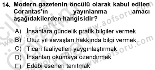 İletişim Bilgisi Dersi 2020 - 2021 Yılı Yaz Okulu Sınavı 14. Soru