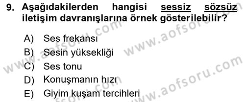 İletişim Bilgisi Dersi 2020 - 2021 Yılı Yaz Okulu Sınavı 9. Soru