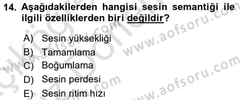 İletişim Bilgisi Dersi Ara Sınavı Deneme Sınav Soruları 14. Soru