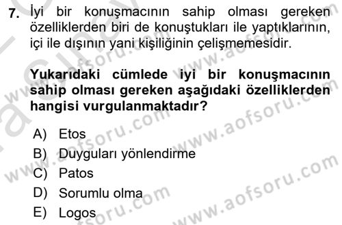 İletişim Bilgisi Dersi Ara Sınavı Deneme Sınav Soruları 7. Soru