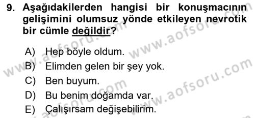 İletişim Bilgisi Dersi Ara Sınavı Deneme Sınav Soruları 9. Soru
