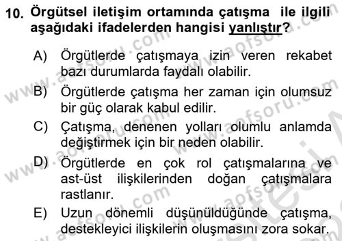 İletişim Bilgisi Dersi 2021 - 2022 Yılı (Final) Dönem Sonu Sınavı 10. Soru