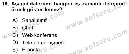 İletişim Bilgisi Dersi 2021 - 2022 Yılı (Final) Dönem Sonu Sınavı 16. Soru