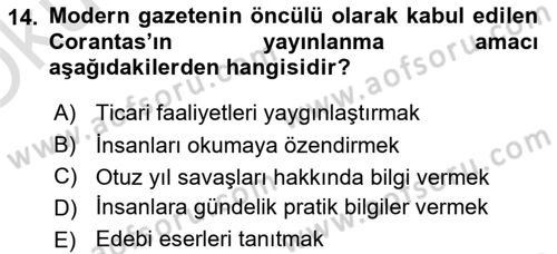 İletişim Bilgisi Dersi 2021 - 2022 Yılı Yaz Okulu Sınav Soruları 14. Soru