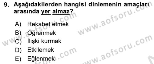 İletişim Bilgisi Dersi 2021 - 2022 Yılı Yaz Okulu Sınavı 9. Soru