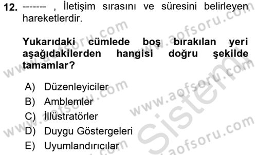 İletişim Bilgisi Dersi 2022 - 2023 Yılı (Vize) Ara Sınav Soruları 12. Soru