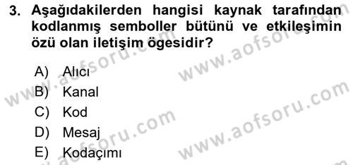 İletişim Bilgisi Dersi Ara Sınavı Deneme Sınav Soruları 3. Soru