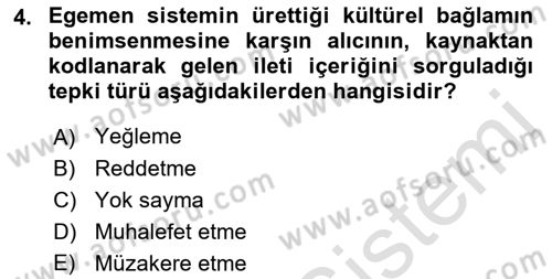 İletişim Bilgisi Dersi Ara Sınavı Deneme Sınav Soruları 4. Soru