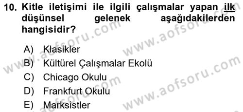 İletişim Bilgisi Dersi 2022 - 2023 Yılı (Final) Dönem Sonu Sınav Soruları 10. Soru