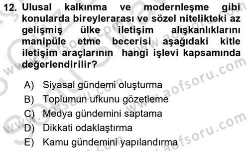 İletişim Bilgisi Dersi 2022 - 2023 Yılı (Final) Dönem Sonu Sınav Soruları 12. Soru