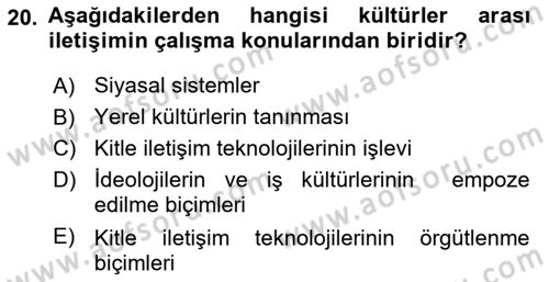 İletişim Bilgisi Dersi 2022 - 2023 Yılı (Final) Dönem Sonu Sınav Soruları 20. Soru