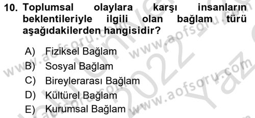 İletişim Bilgisi Dersi 2022 - 2023 Yılı Yaz Okulu Sınav Soruları 10. Soru